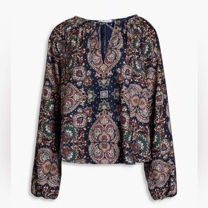 VERONICA BEARD Solay Printed Crepe Blouse – Size 6 – Excellent Condition